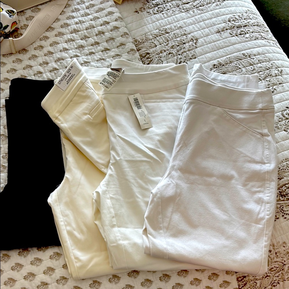Chico’s Set of Black, Cream, White Pants Size 1Get all 4 (2 brand new w/tags)
